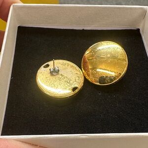 Gold Round Stud Earrings